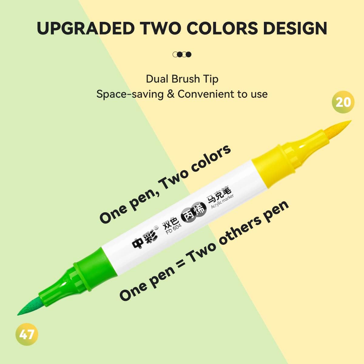 Lightwish Acrylfarbenmarker in 48 Farben, verbesserte Doppelspitze und Acrylfarbenstifte in zwei Farben