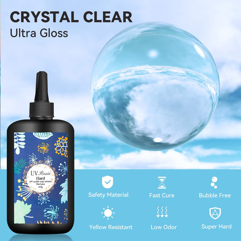 Lightwish Upgraded Crystal Clear UV Resin 500g, Low Odor, Fast Curing, for Jewelry Making, DIY Craft , Charms, Pendants