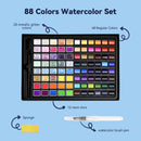 Watercolor Paint Set -88 Colors Water colors Paint Set(48 regular colors, 28 metallic colors and 12 fluorescent colors)