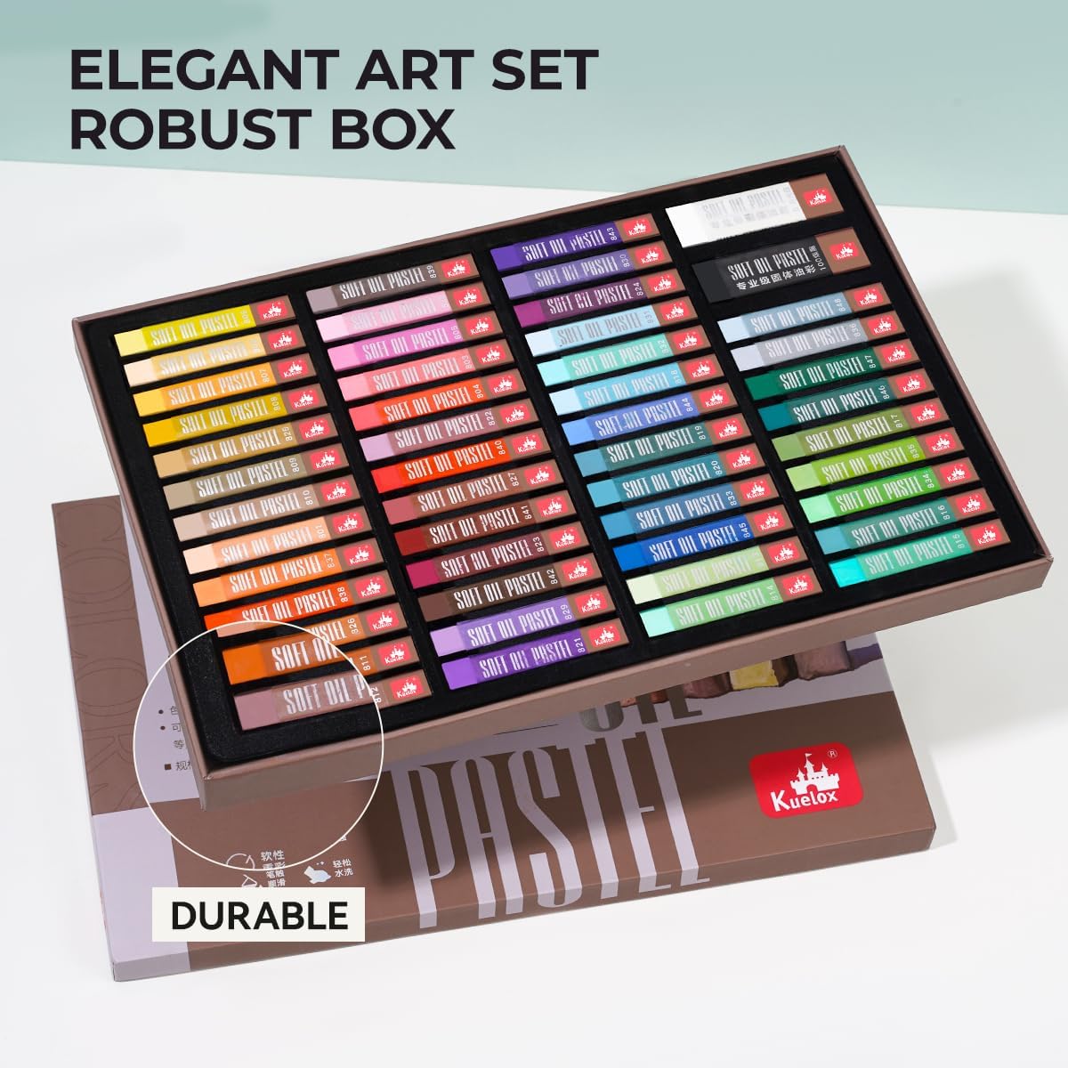 LIGHTWISH Pastels à l'huile pour artistes – 50 carrés comprenant 2 grands ensembles de pastels à l'huile noir et blanc (Morandi)