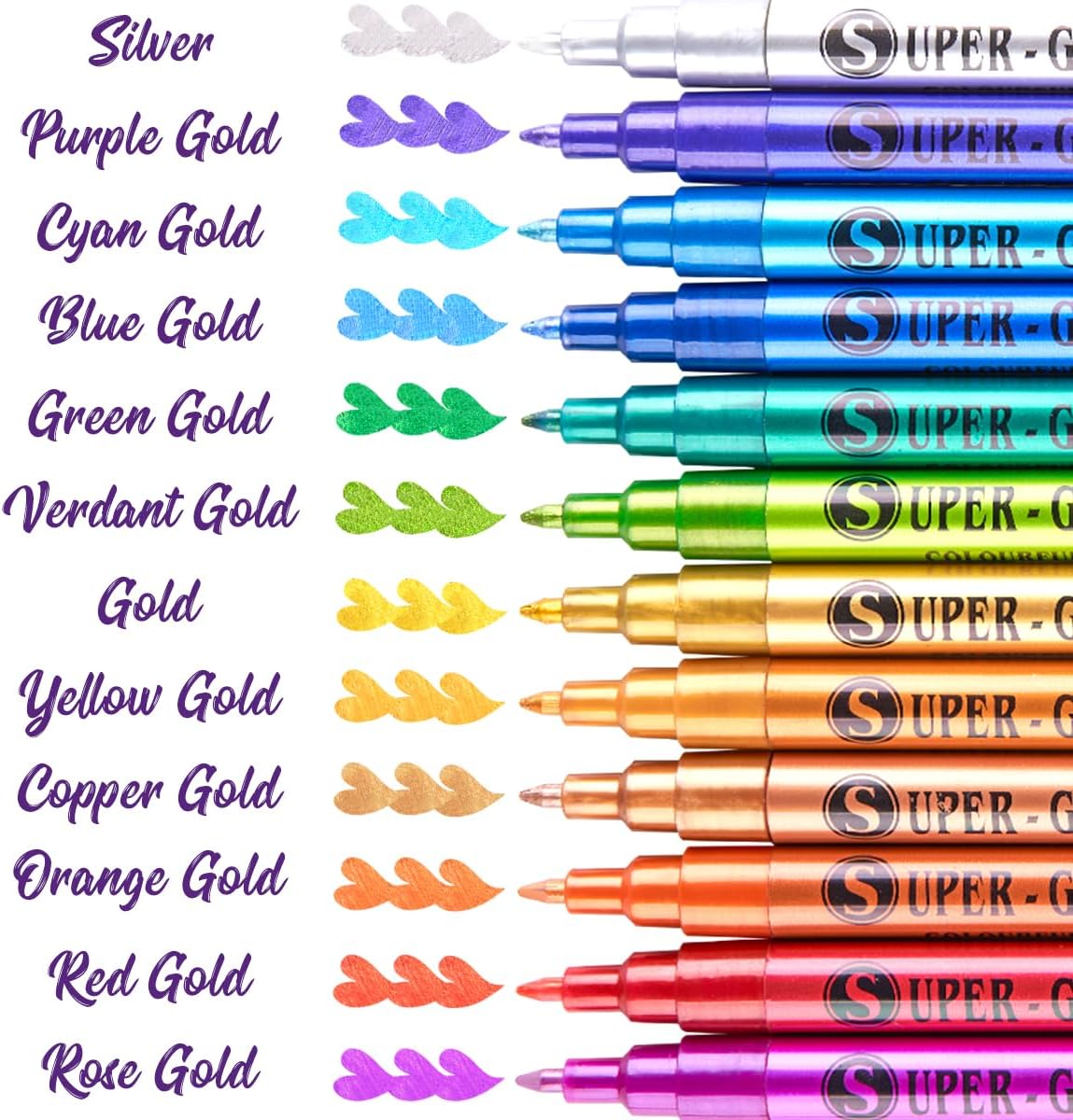LIGHTWISH – stylos de peinture acrylique métallisés Super dorés, marqueurs à paillettes, pointe Ultra fine scintillante 0.7mm 