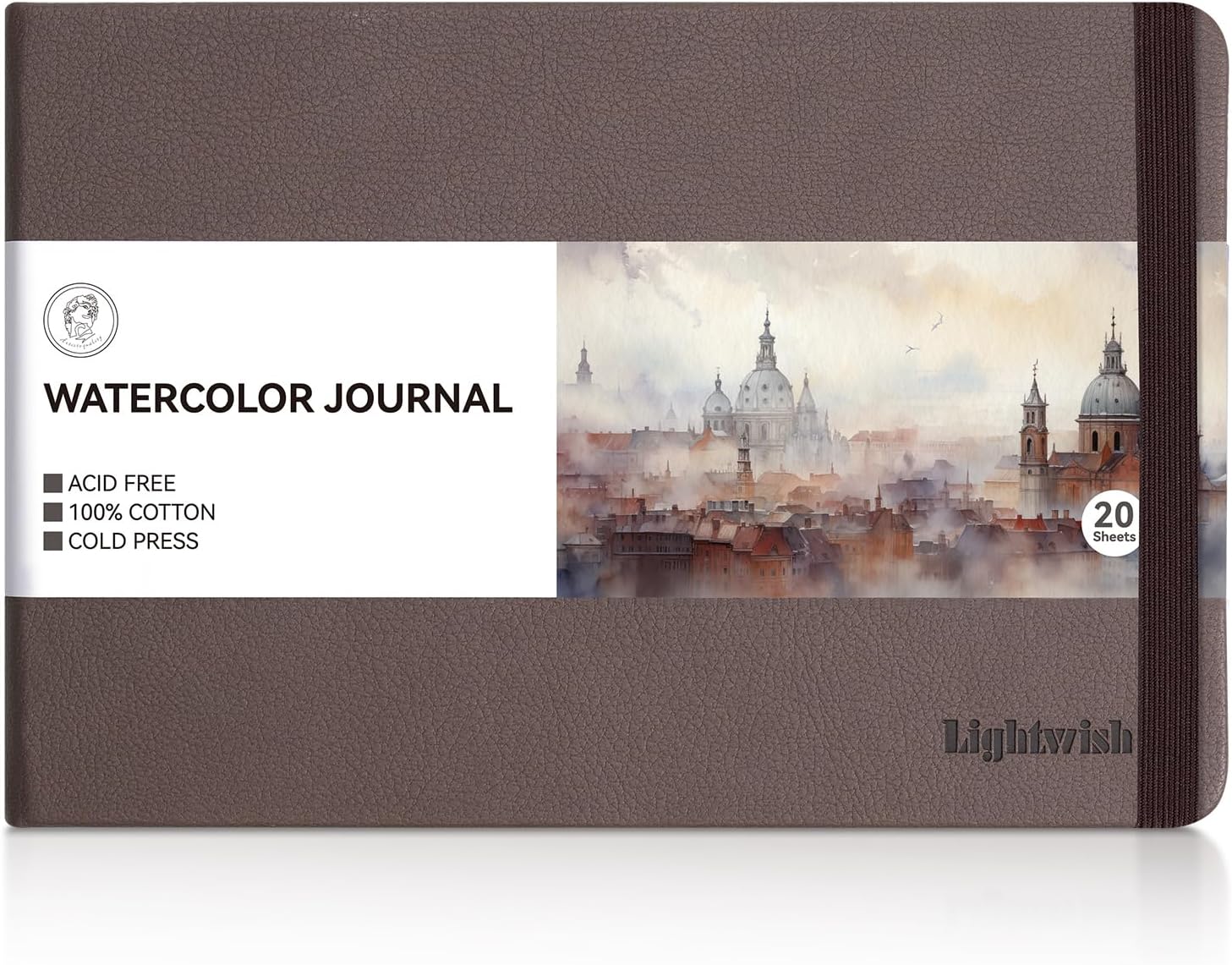 Lightwish Journal d'aquarelle, 100 % coton, fournitures d'art pressées à chaud, papier aquarelle 7,6" x 5,1", 20 feuilles (140 lb/300 g/m²)