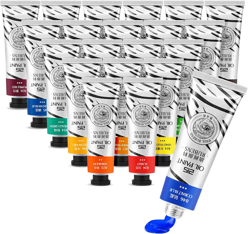 Paul Rubens Professional Oil Based Paint 20 Colors*50ml LargeTubes,  with High Saturation, Creamy Texture, and Consistency