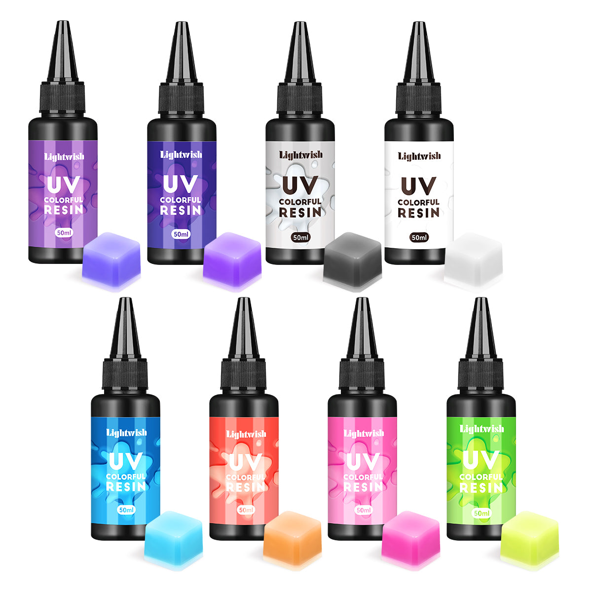 Résine UV colorée, kit de résine UV 8 couleurs (50 g chacune)