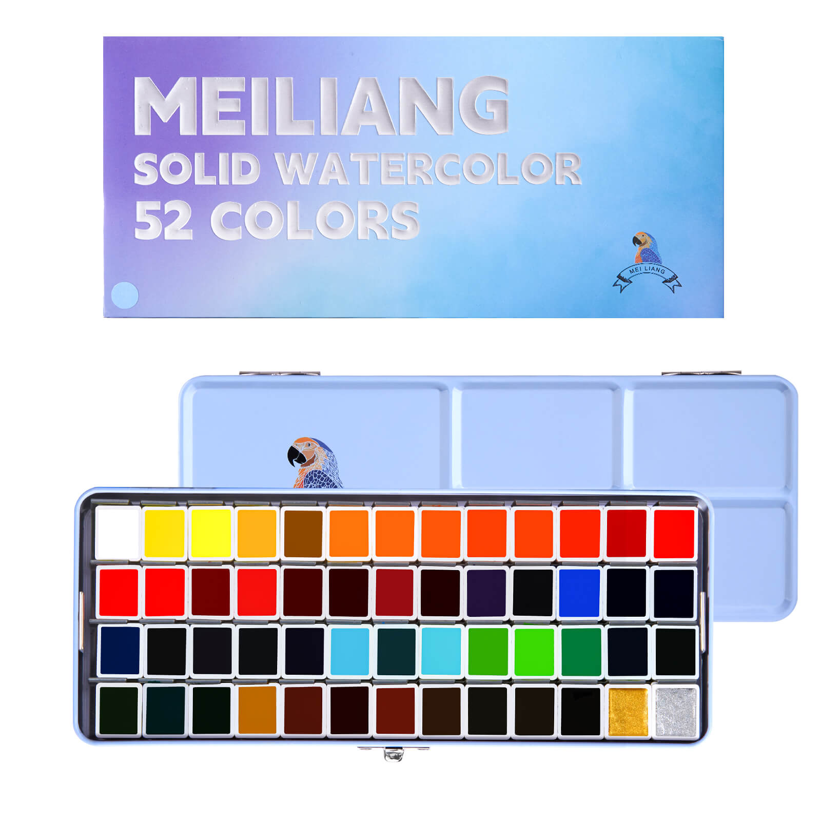 MeiLiang Aquarellfarben-Set, 52 Standardfarben (blaue Box)