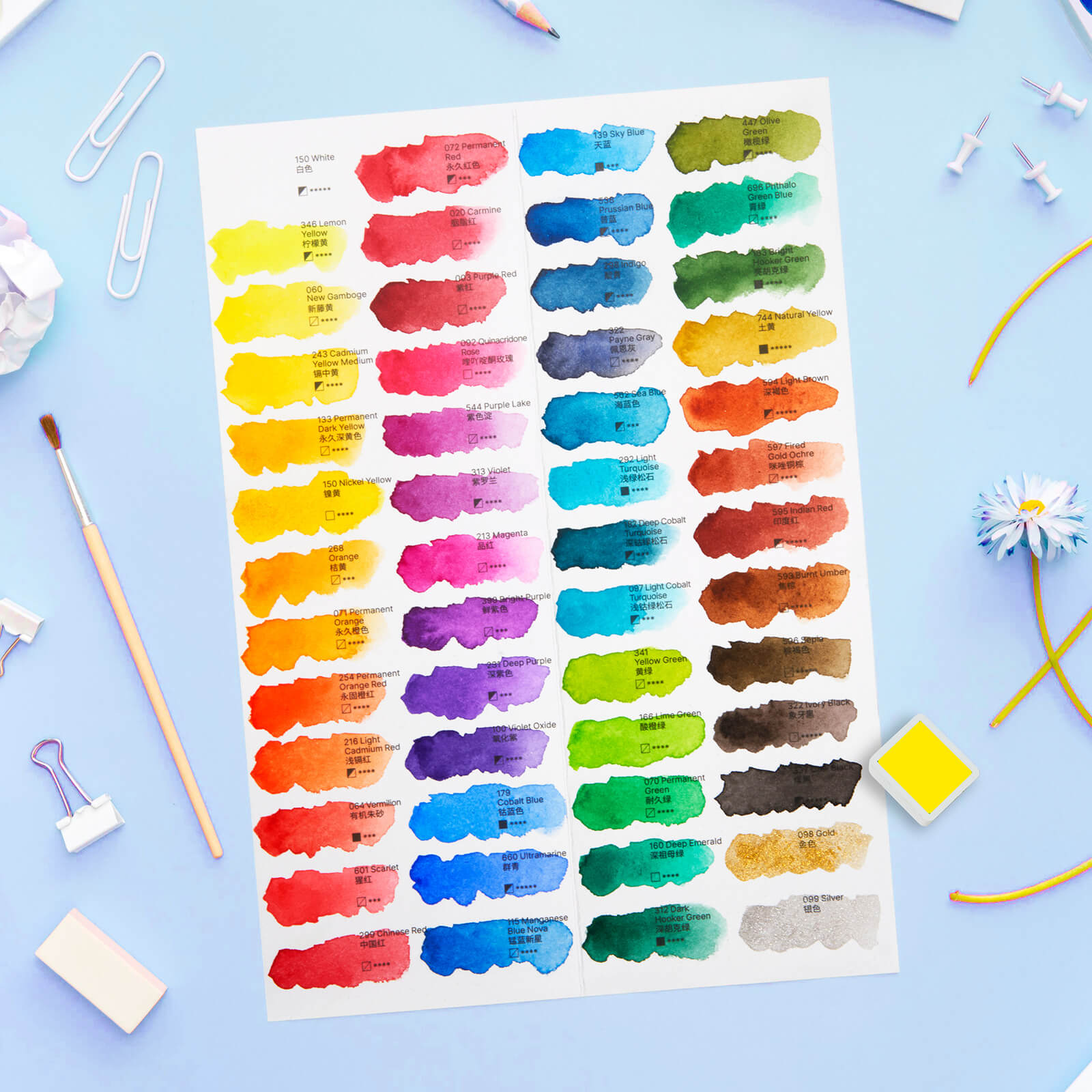 MeiLiang Solid Watercolor Paint Set 52 Colors Standard (Blue Box)