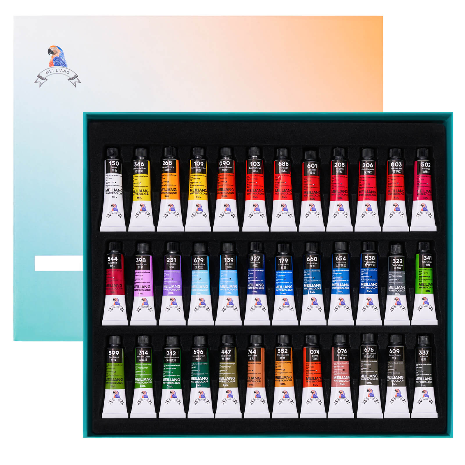 MeiLiang – ensemble de peinture aquarelle, 36 couleurs vives, tube de 5 ml (0,17 oz)