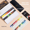 Paul Rubens Professional Watercolor Paint Set, 24 Vibrant Colors in Portable Tin Box(Black and Gold)