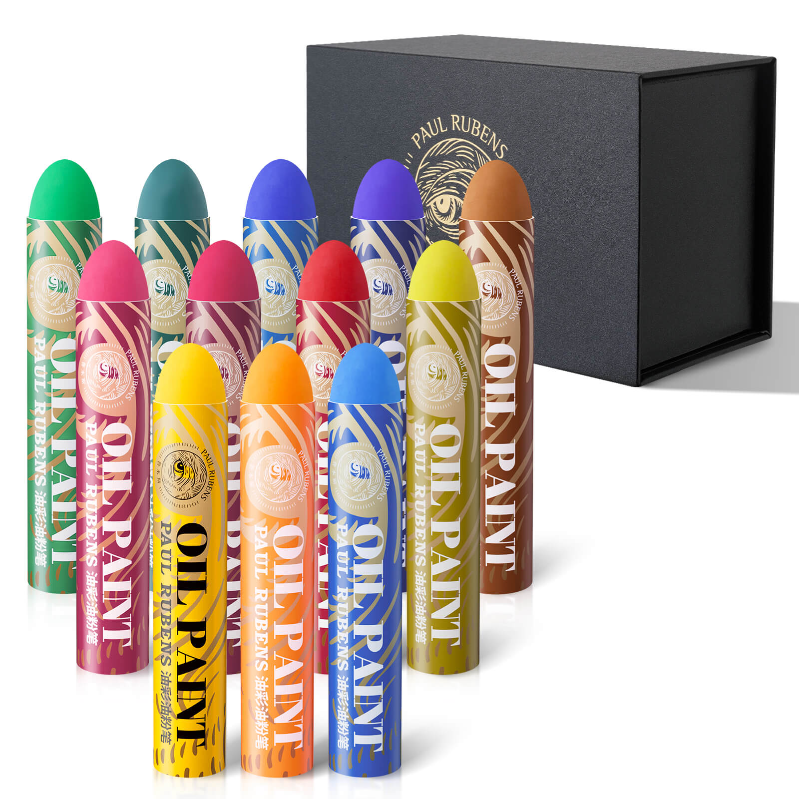 Paul Rubens HAIYA Oil Pastels, 12 Vibrant Colors Extra Large Oil Pastels