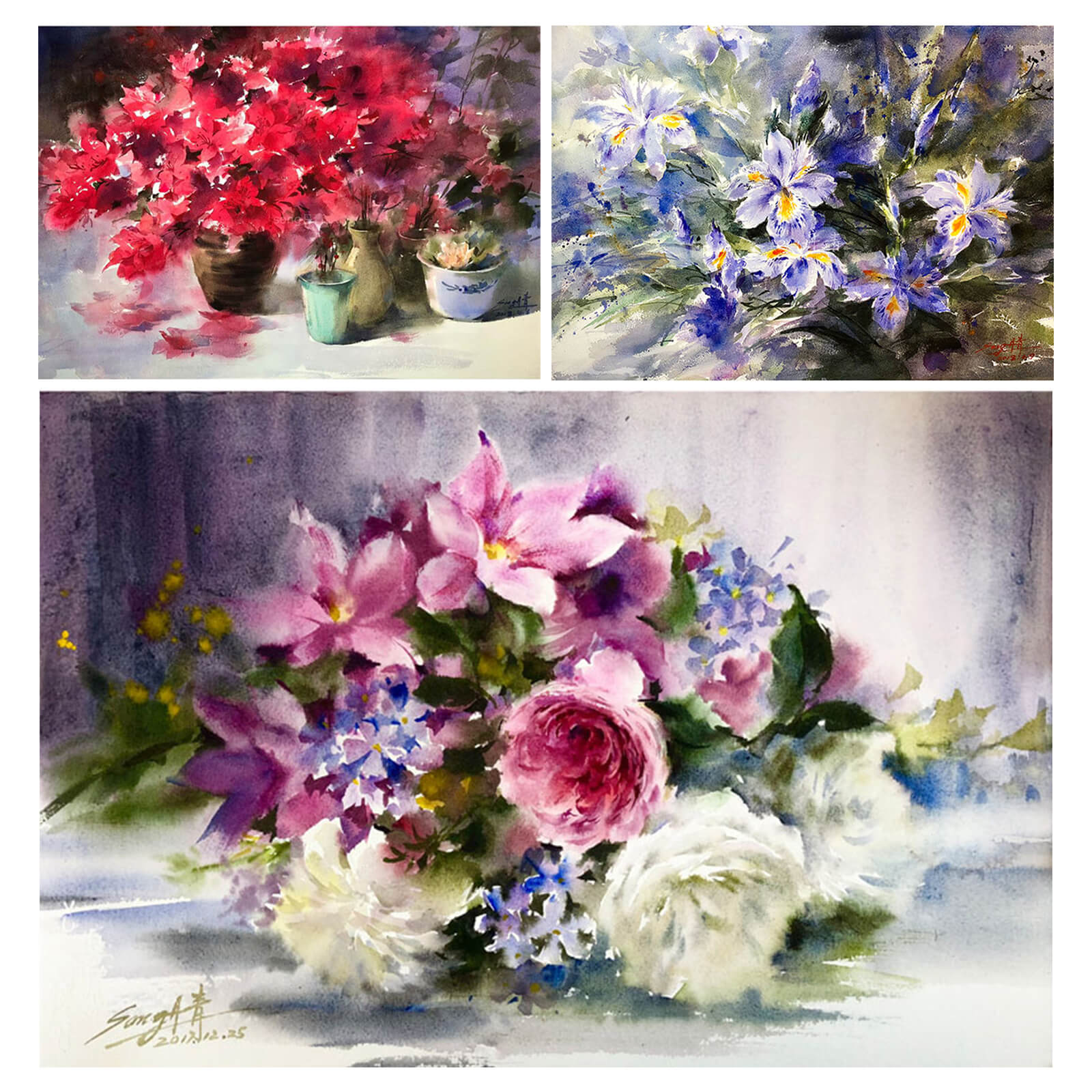 Paul Rubens Solid Watercolor Paint Set Artist Grade, 24 Vivid Floral Colors