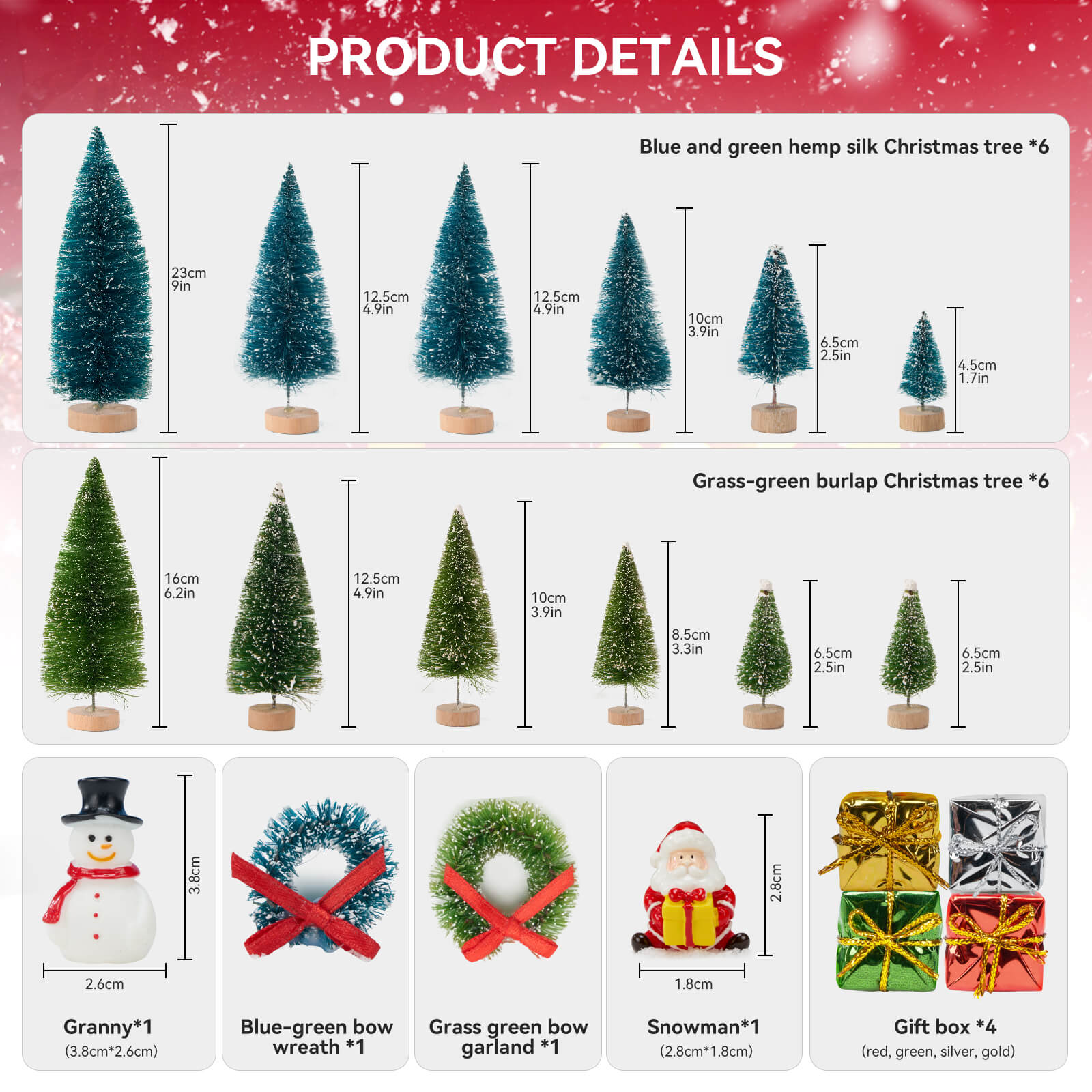 Farbclub 20 PCS Mini Christmas Trees, Artificial Christmas Tree Bottle Brush Trees with Wooden Base, Small Christmas Tree for Christmas Tabletop Decorations, Holiday Winter Crafts (Green)