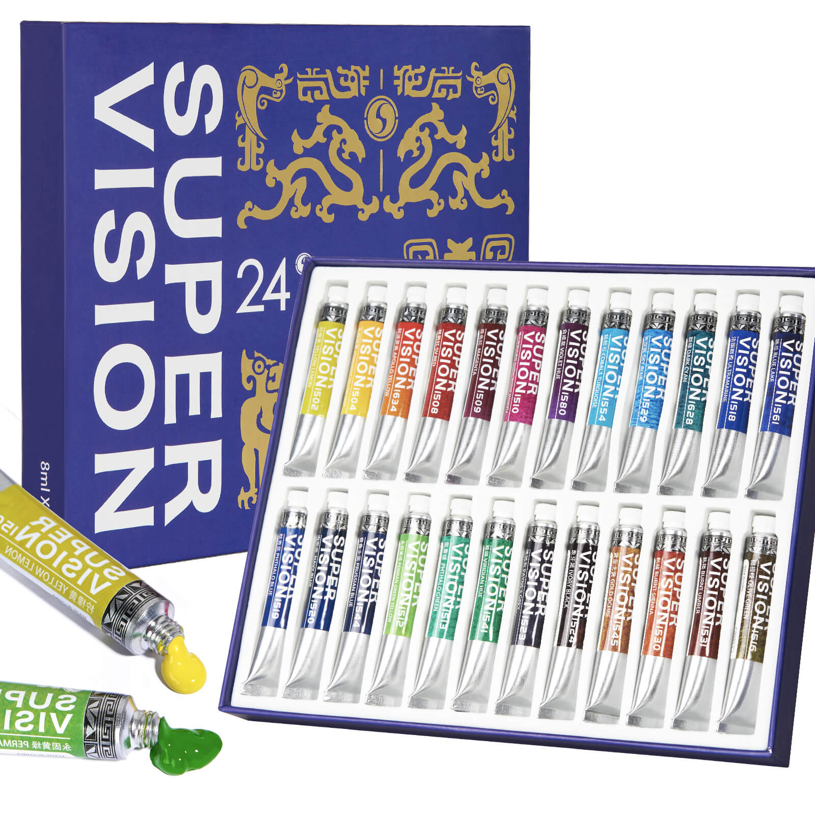 Coffret de peinture aquarelle Super Vision Master Artist Grade, tubes de peinture aquarelle de 8 ml