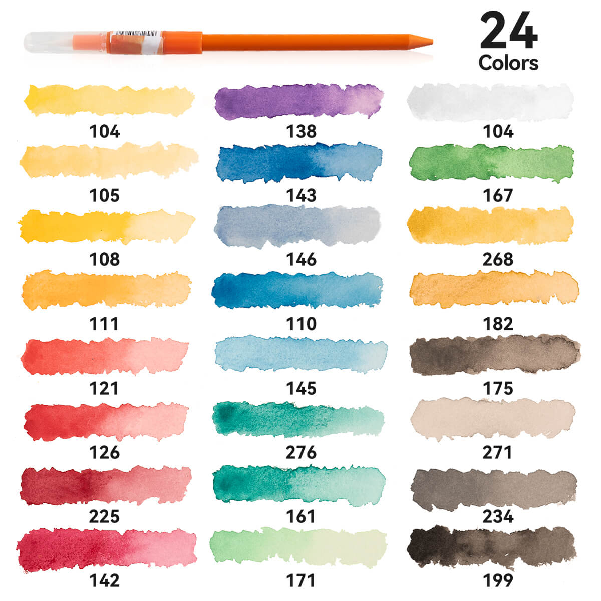 Lightwish Creative Watercolor Crayons, 24 Vibrant Shades Dual Ended Watercolor Sticks & Brush