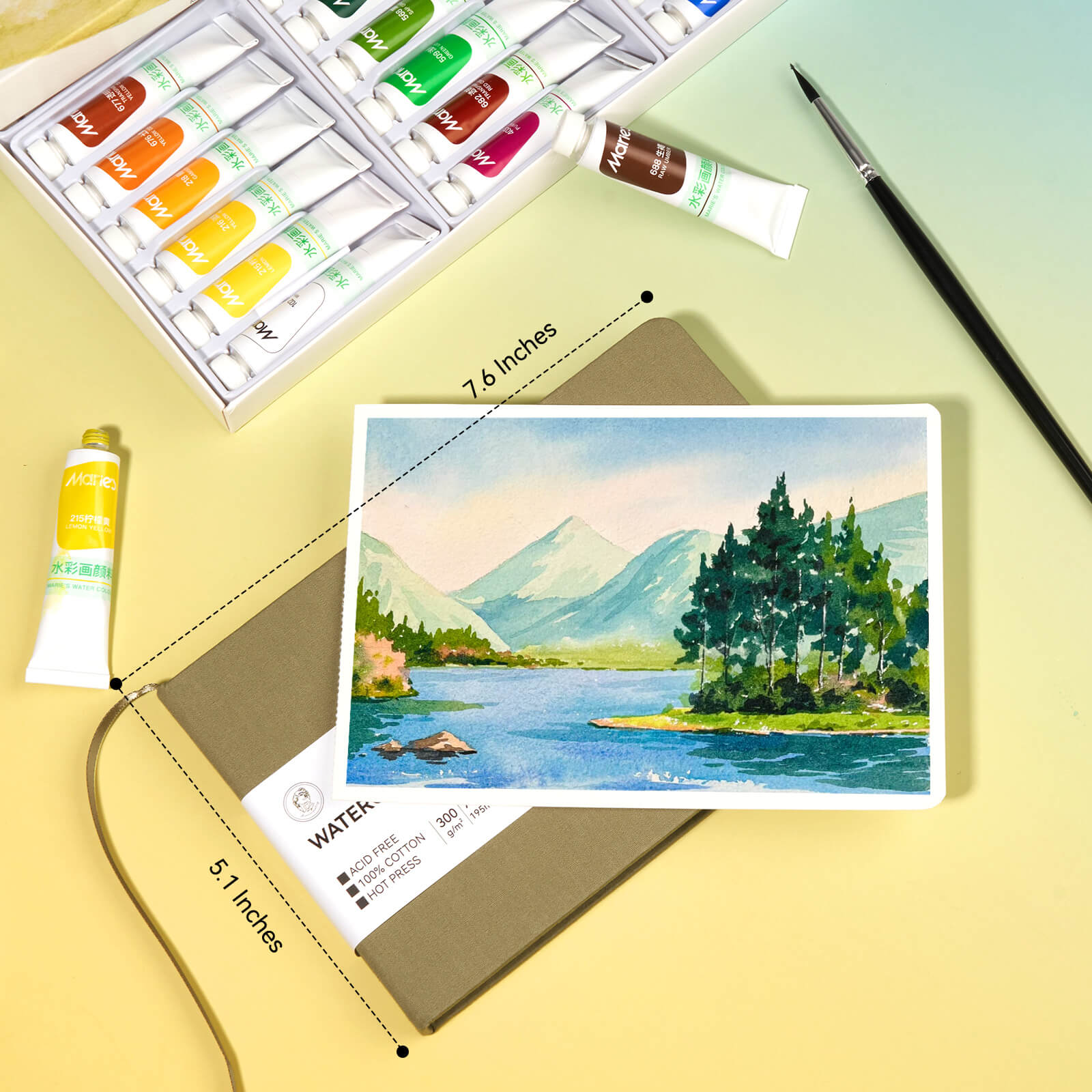 Lightwish Watercolor Journal, 100 % Baumwolle, Hot Press Art Supplies Aquarellpapier, 7,6 x 5,1 Zoll, 20 Blatt (140 lb/300 g/m²)