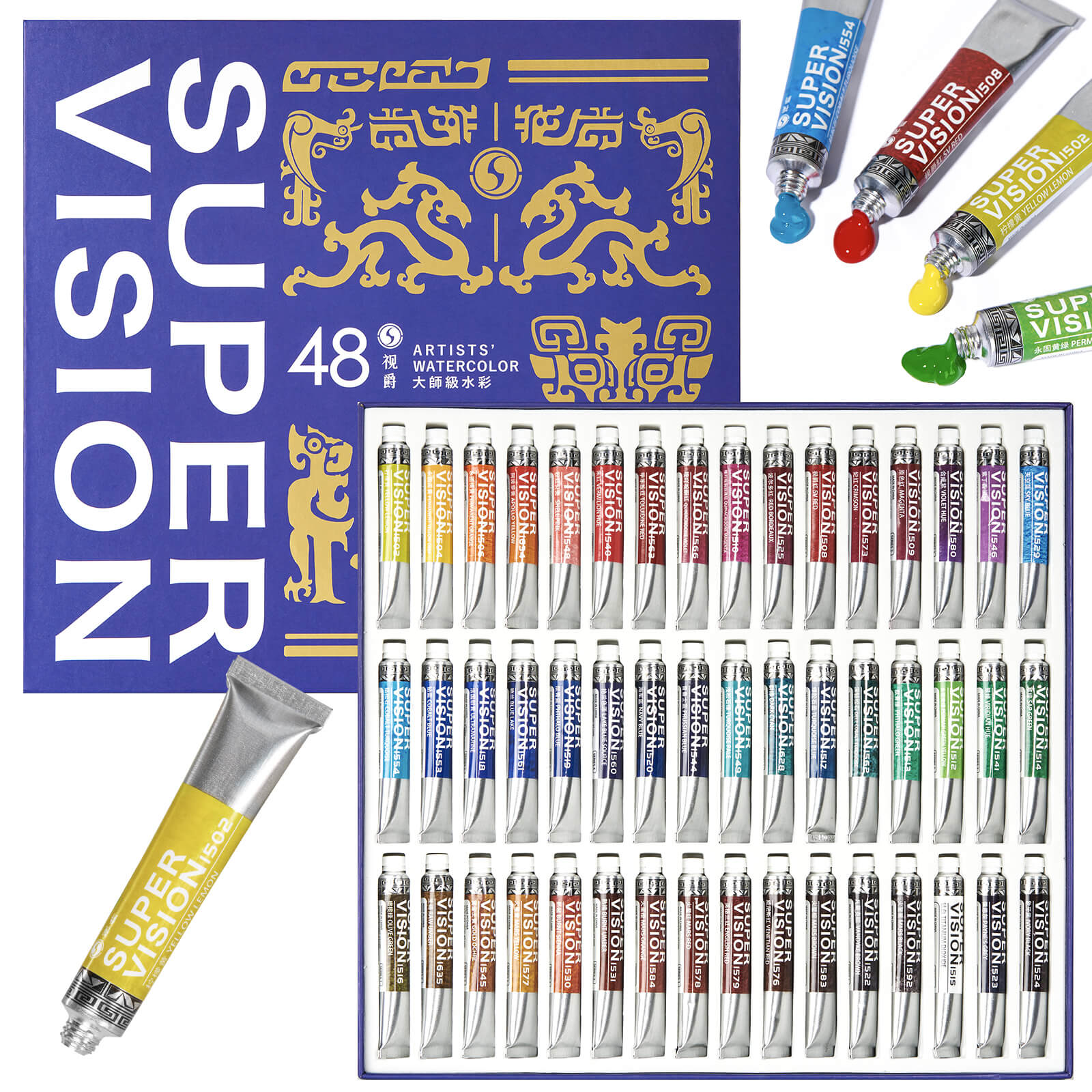 Super Vision Watercolor Paint Set Master Artist Grade, 8ml Watercolor Paint Tubes