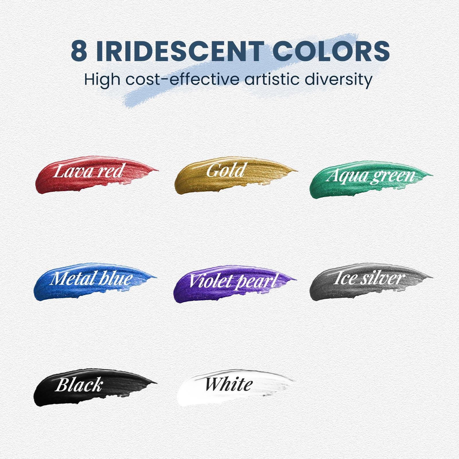 Lightwish 8 Iridescent Metallic Colors Pouring Acrylic Paint Set