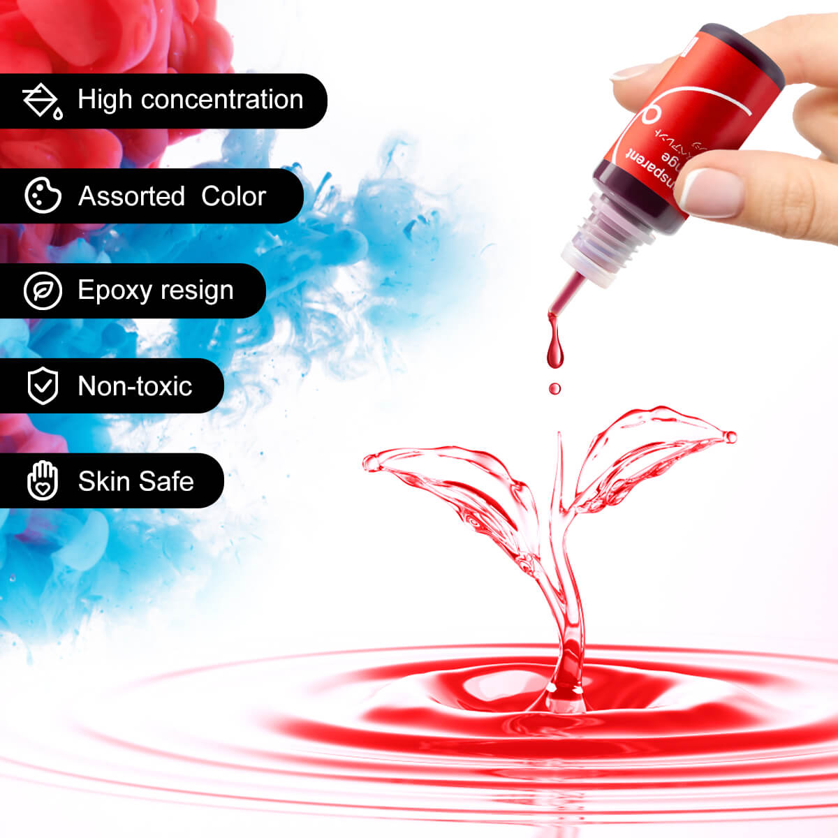 Lightwish Epoxy Resin Pigment 16 Colors, Dye Liquid for Resin Coloring, Highly Translucent/Pearlescent Colors