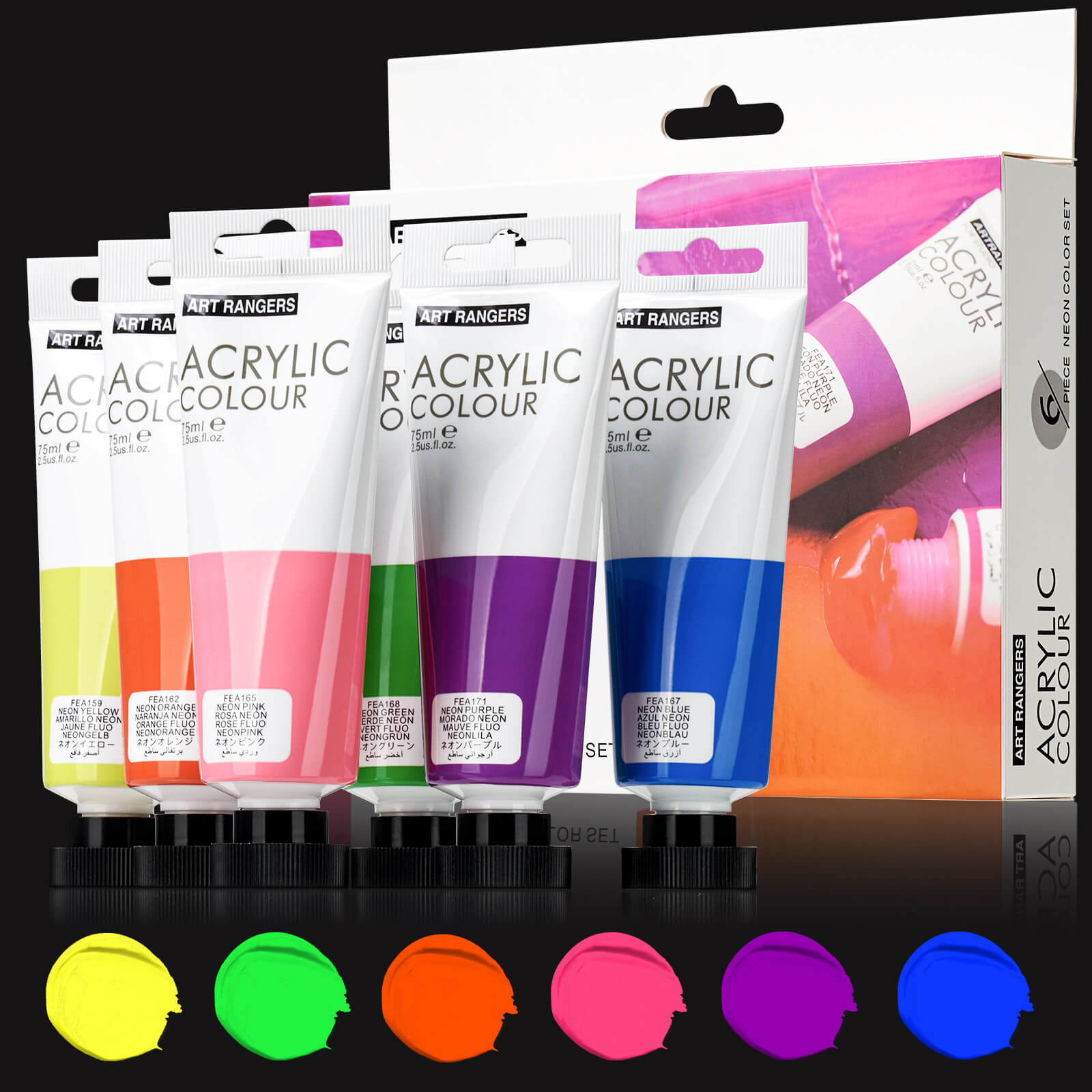 Ensemble de peinture acrylique Lightwish, grande couleur pailletée