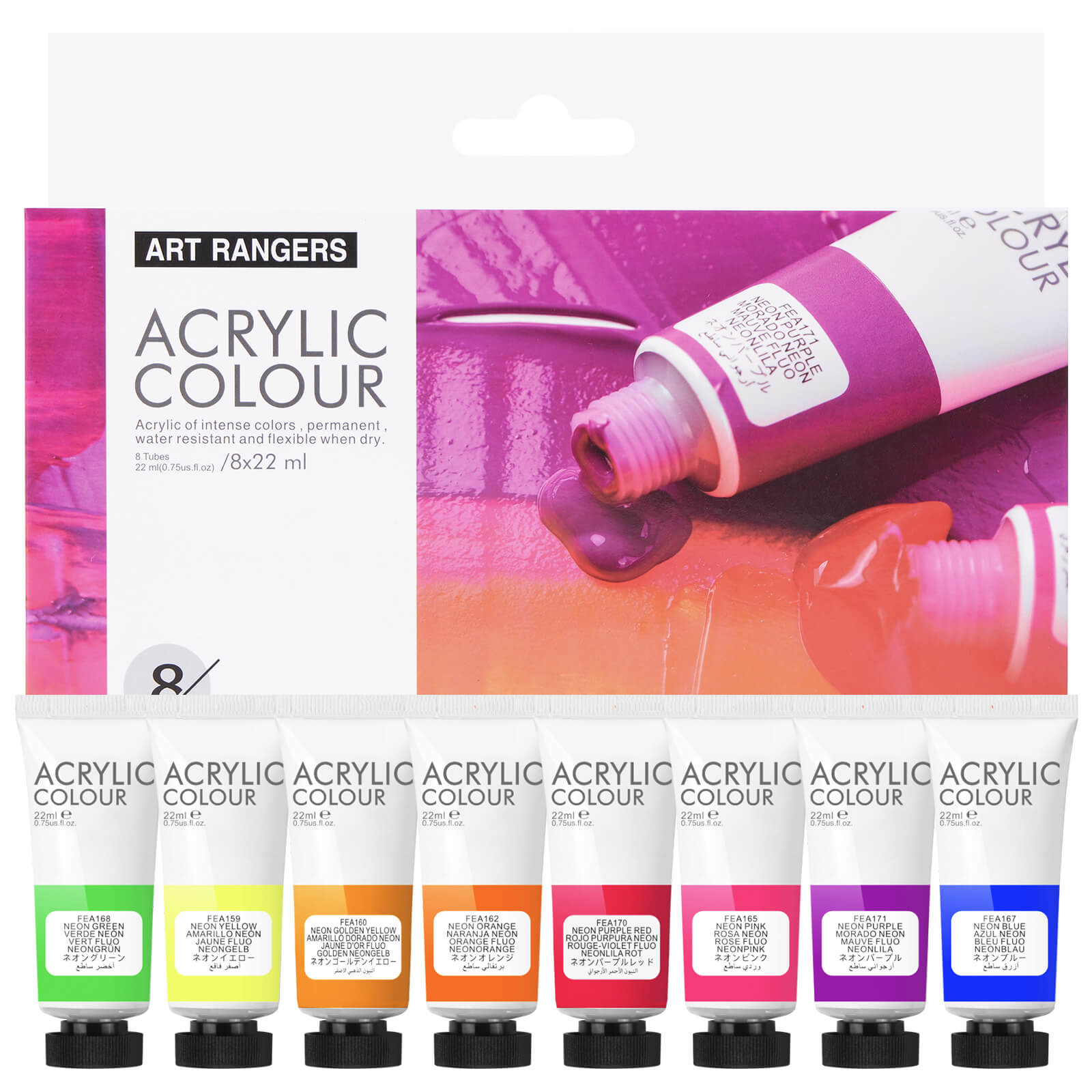 Lightwish Acrylfarben-Set Neonfarben