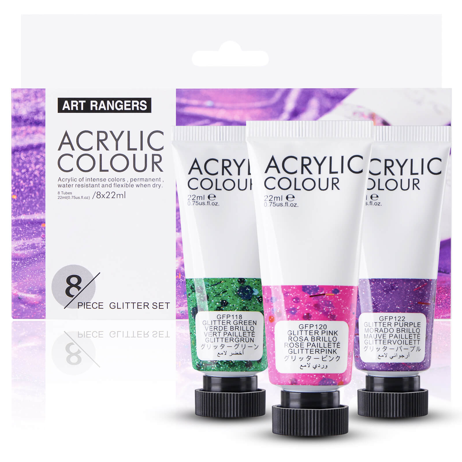 Lightwish Acrylfarben-Set, große Glitzerfarbe