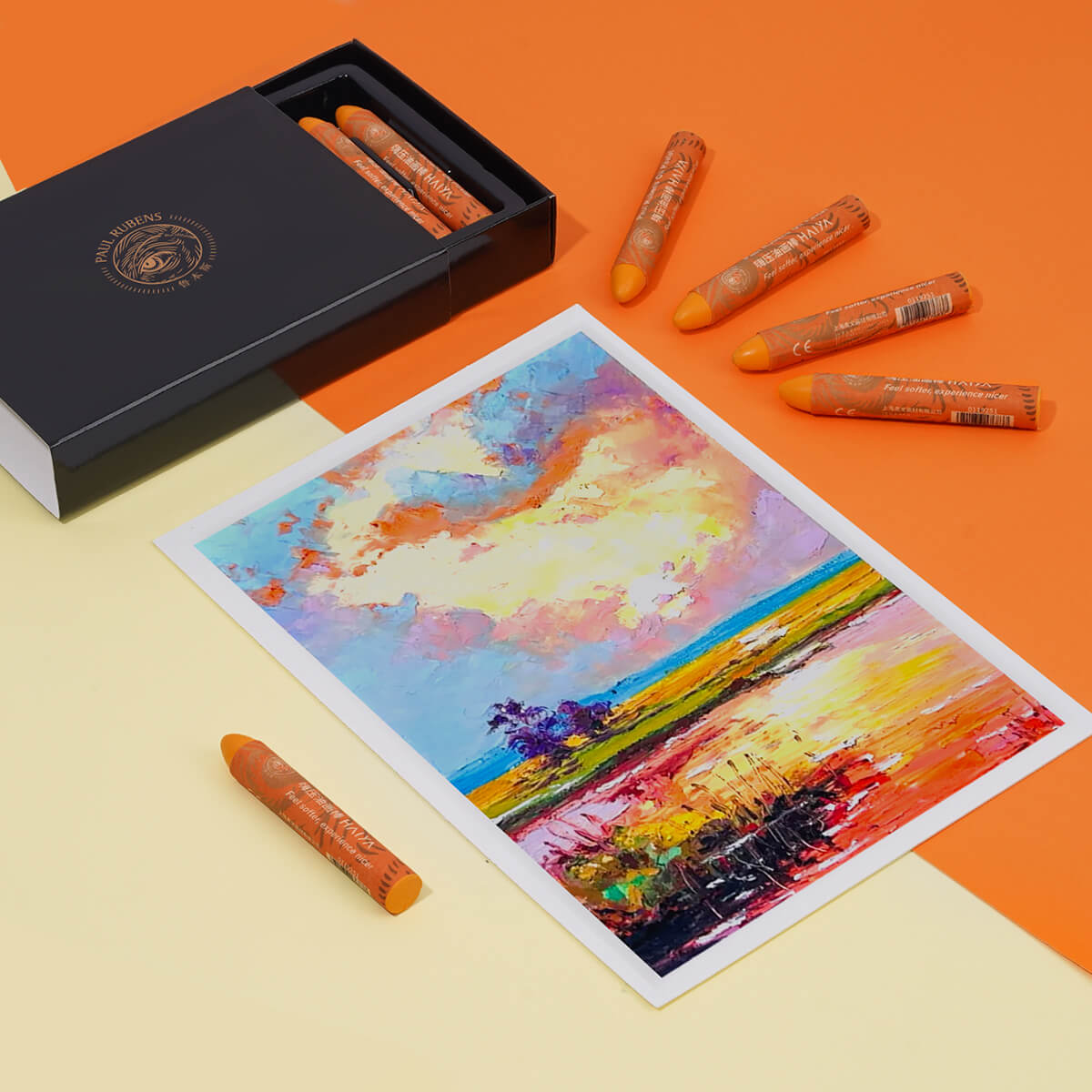 Coffret de 8 pastels à l'huile HAIYA de Paul Rubens - Jaune vif