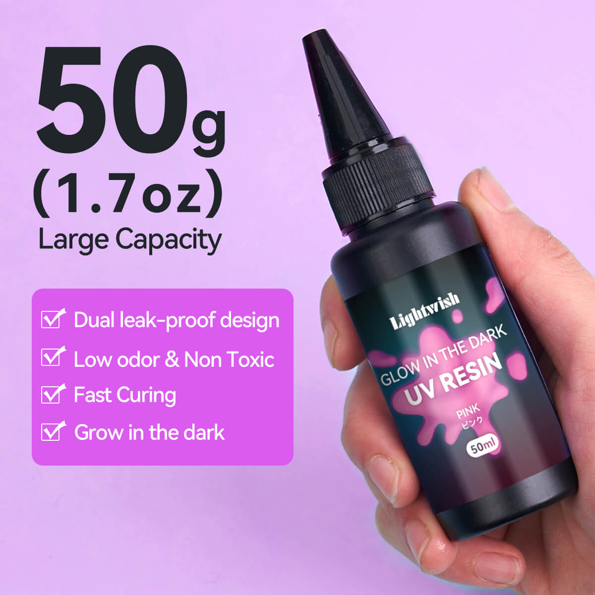 Lightwish Glow in The Dark UV Resin 400g, 8 Colors