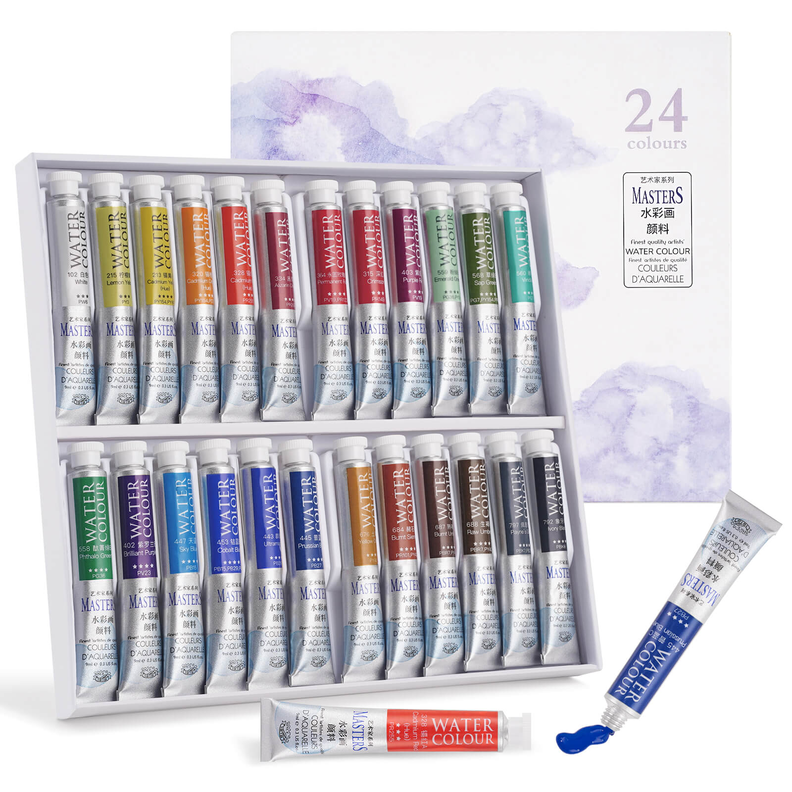 LIGHTWISH Marie's Masters 24-color Professional Watercolor Paint Tube Set