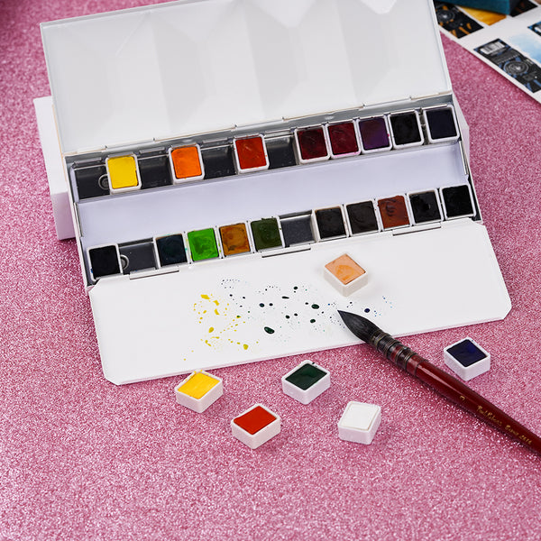 MeiLiang Watercolor Paint Set 52 Colors in Half Pans with accessories –  Lightwish