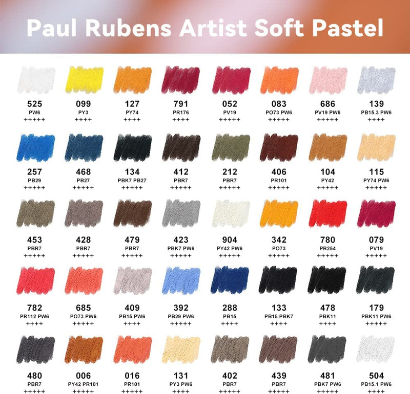 Paul Rubens Professional Soft Pastels, Handmade 40 Vibrant Colors Chalk Pastels