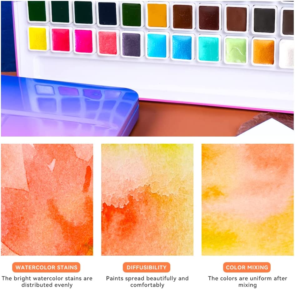 MeiLiang Aquarellfarben-Set mit 48 lebendigen Farben 