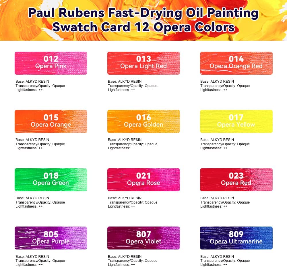 Paul Rubens 12 peintures à l'huile de couleurs néon à haute saturation 