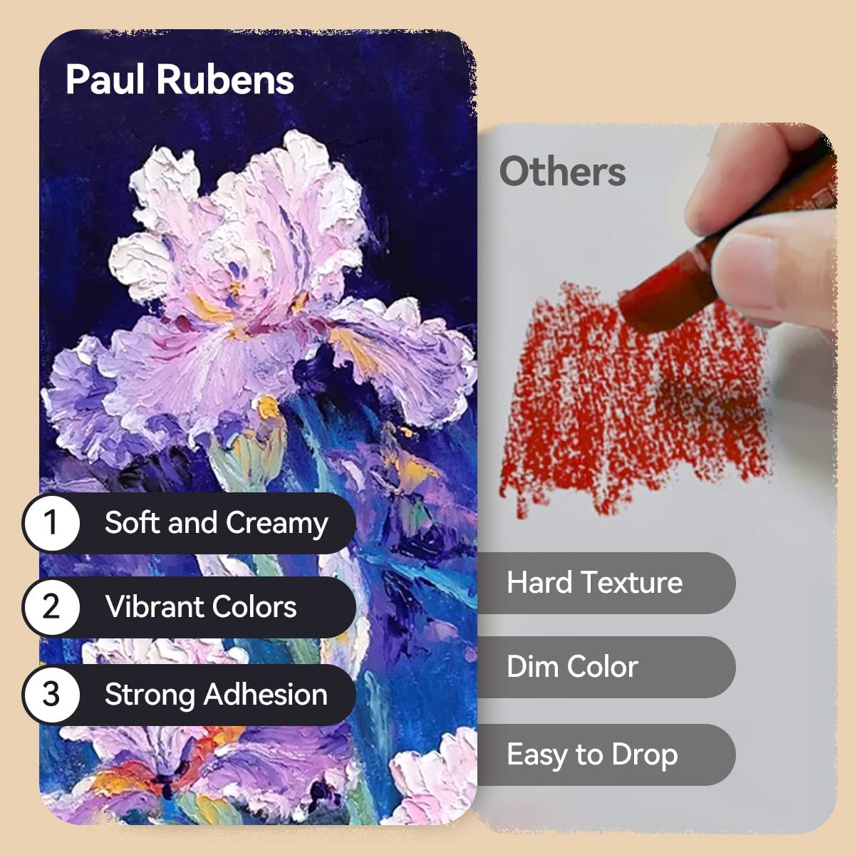 Paul Rubens 72 couleurs florales ensemble de pastels à l'huile d'artiste 