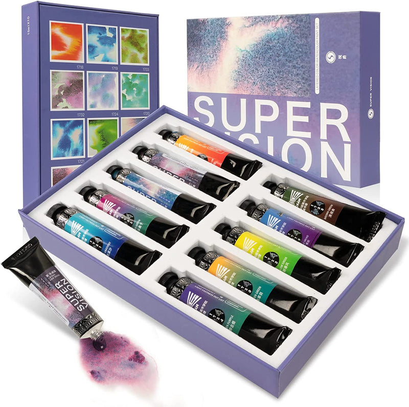 Super Vision 15ml Layered Color Master-level Watercolor Pigment Water Color  Paint Tubes for Painting Drawing Art Suppliers