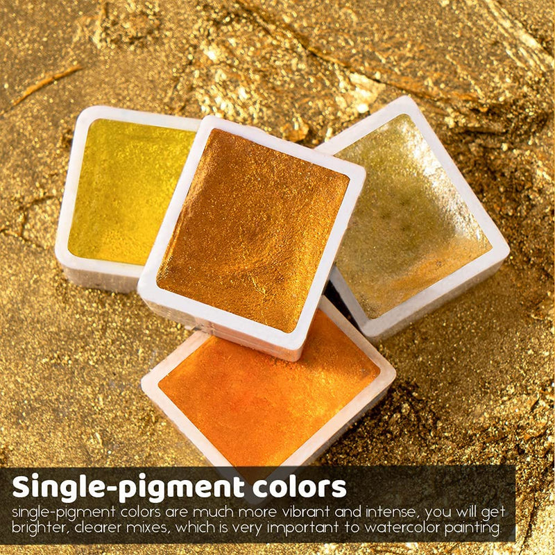 12 Colors Portable Glitter Watercolor Paint Set Metallic Gold