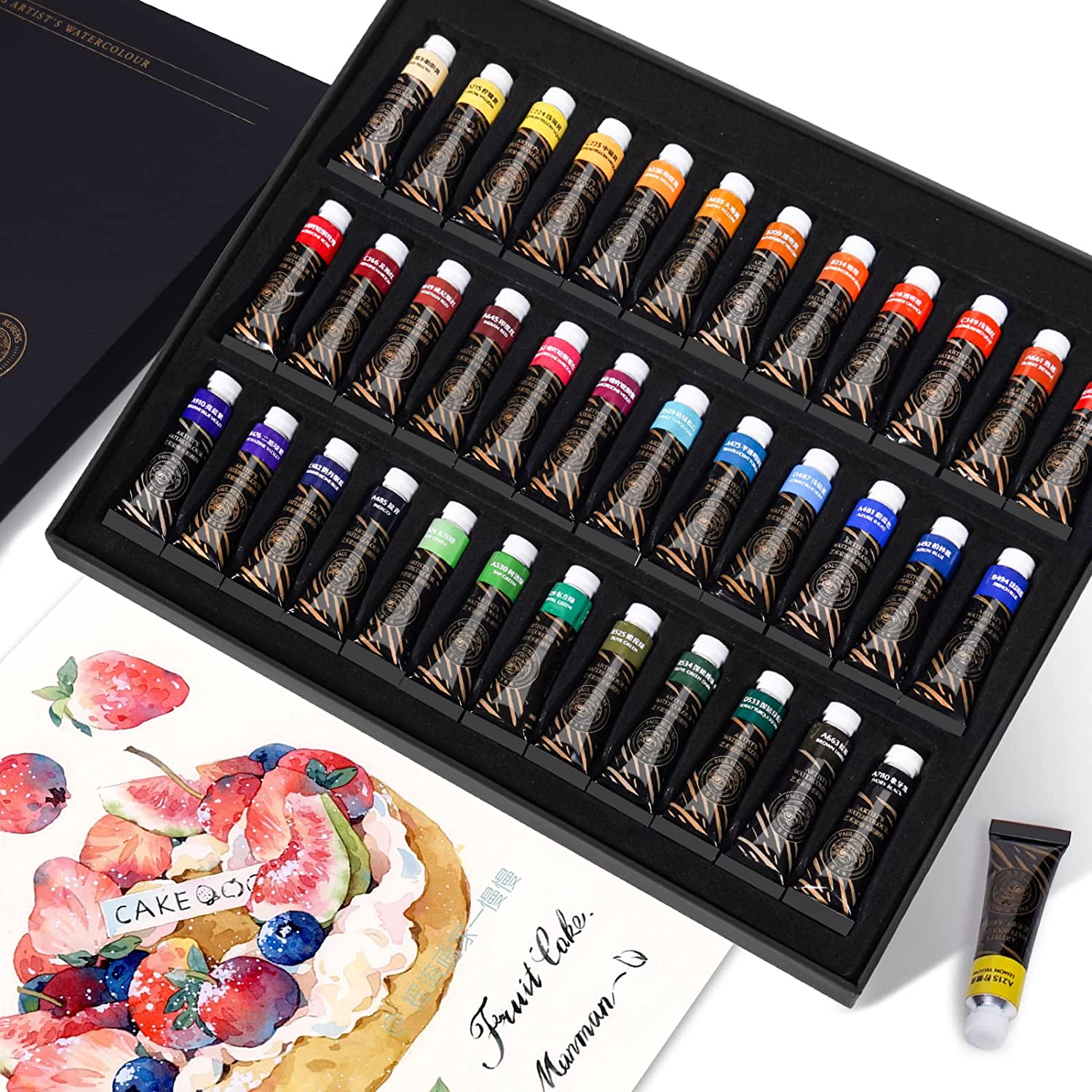 Paul Rubens Watercolor Paint Artist Grade 24 Colors, Metallic Glitter  Watercolor Paints Set Solid Cakes with Palette and Watercolor Journal for