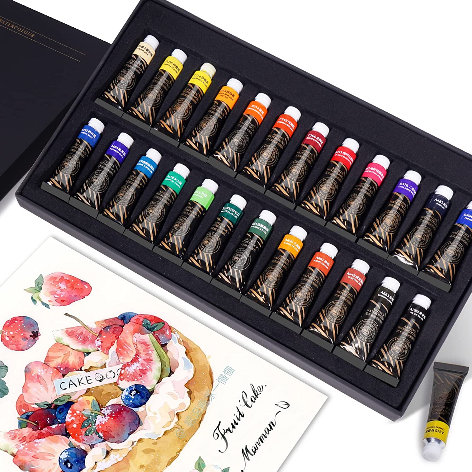 Paul Rubens 24 Colors Full Size Solid Watercolor Paint Set High