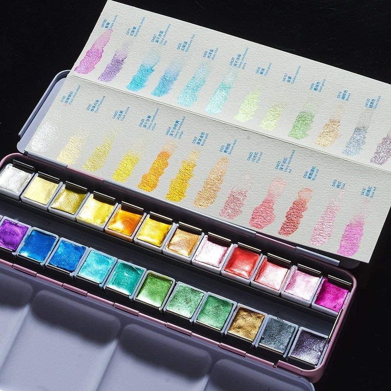 Pearlescent Watercolor Paint, Metallic Watercolor Paints Solid for Painting