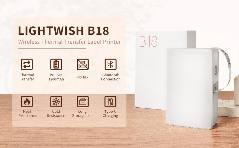 LIGHTWISH B18 Wireless Thermal Transfer Label Printer