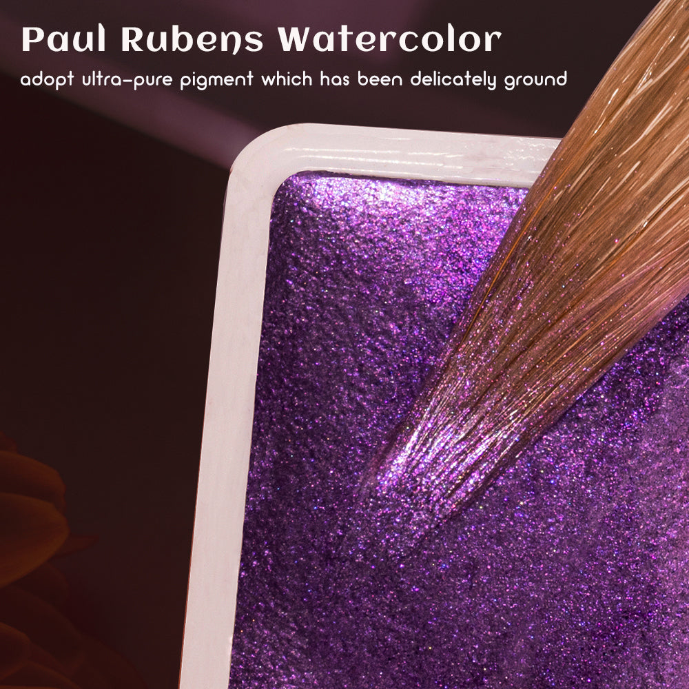 Paul Rubens Aquarellfarben-Set in Künstlerqualität, 48 Farben, Glitzer-Metallic-Aquarellfarben