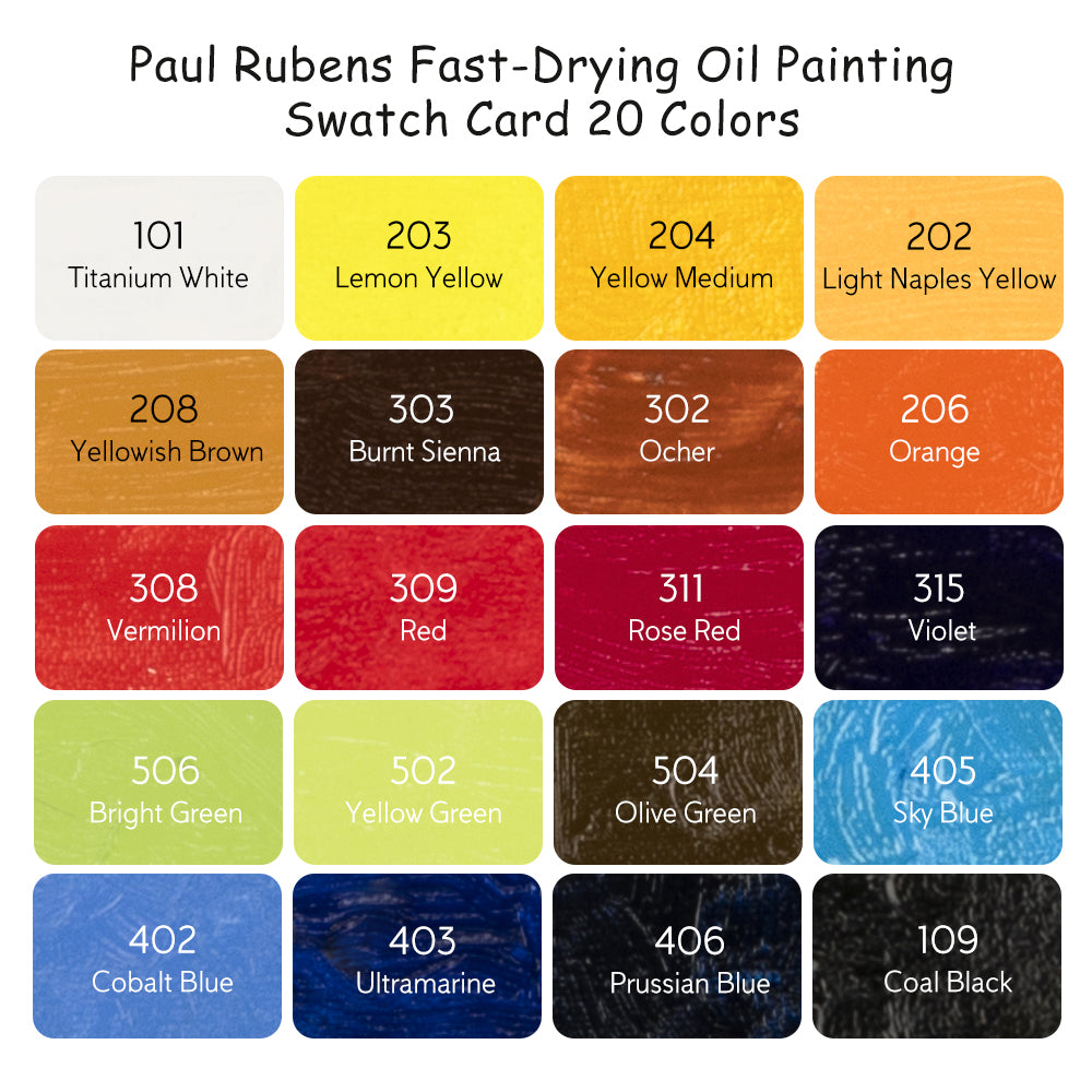 Peinture à l'huile Paul Rubens, 20 couleurs à l'huile vives à haute saturation, tubes de grande capacité de 50 ml
